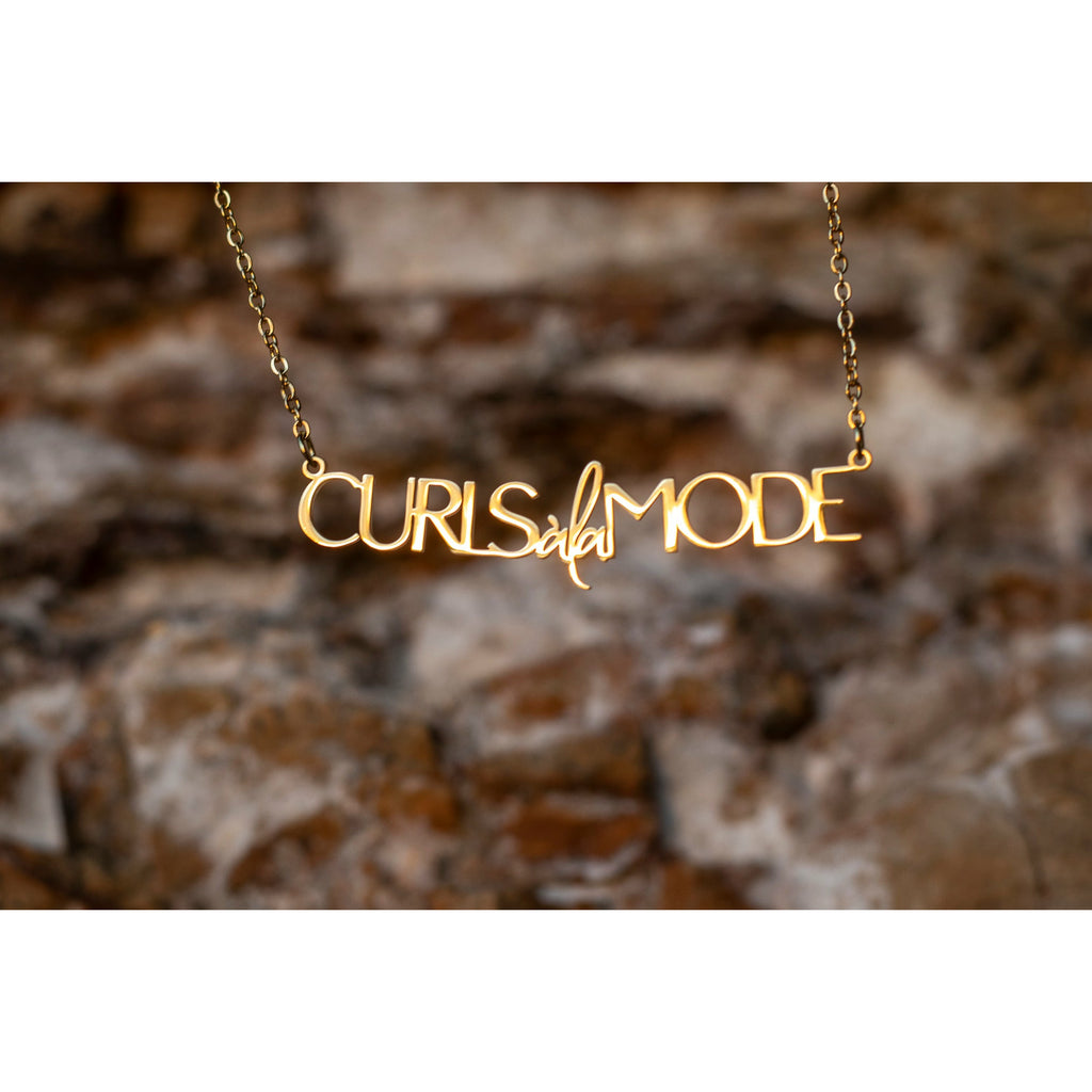 Script Gold Logo Necklace - Curls à la Mode